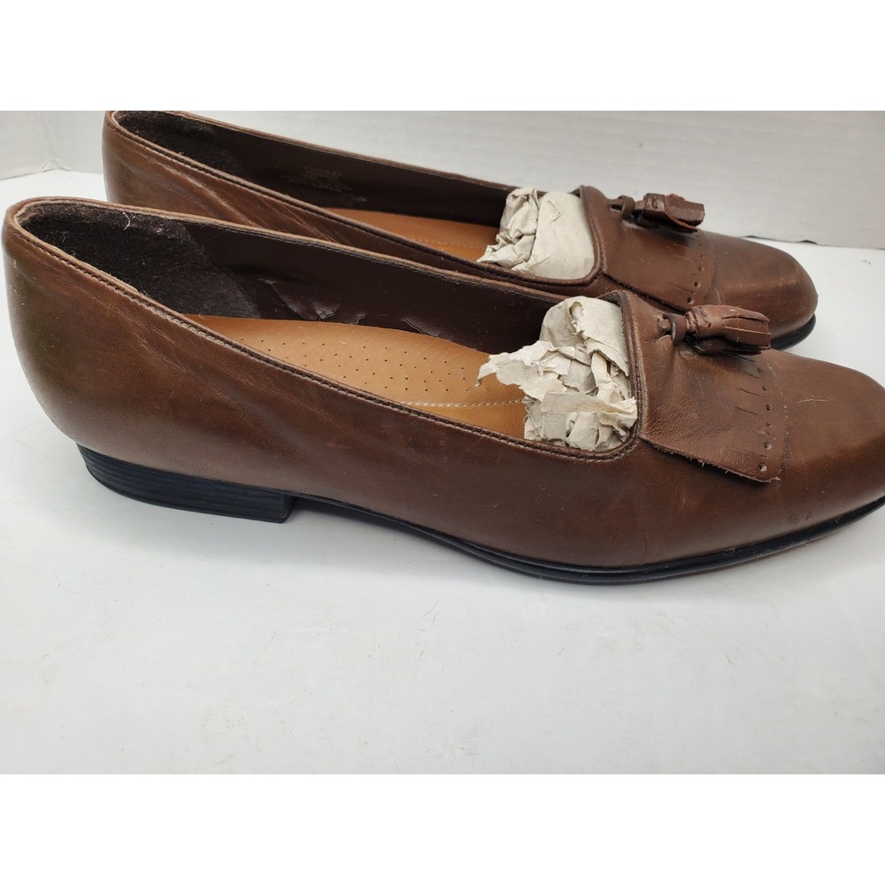 Naturalizer Cuddly Tootsie Roll Brown Leather Tassels Womens Size 8N Loafer Shoe - Picture 7 of 16